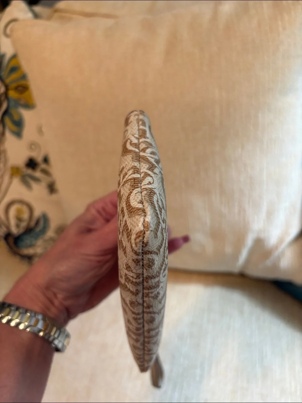 Coach Beige & Cream Signature Wristlet